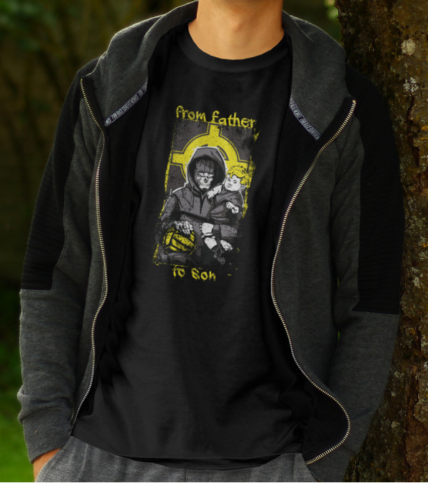 From Father To Son Yellow Cross Hoodie And Child With Soccer Ball T-Shirt