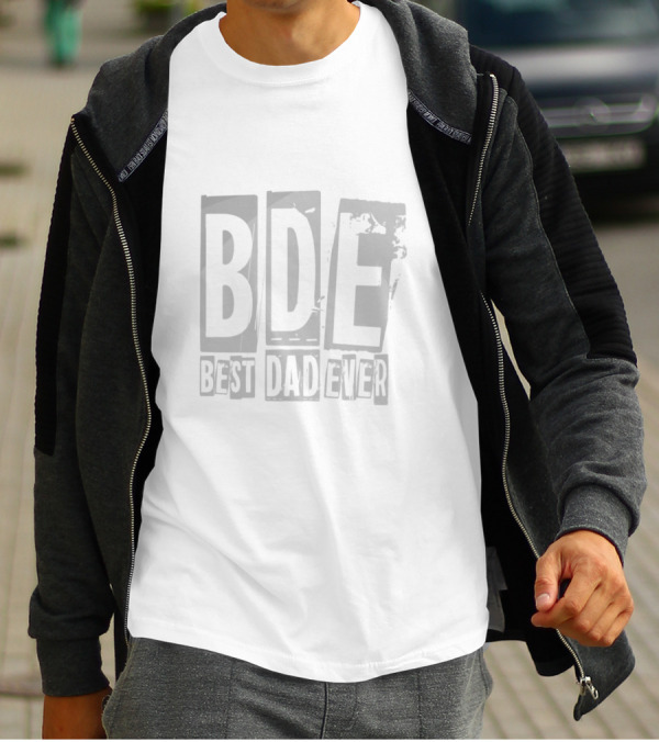 BDE Best Dad Ever Vintage Block Letter T-Shirt