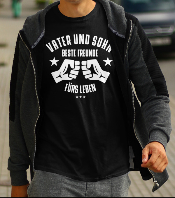 Vater Und Sohn Beste Freunde Fürs Leben Fist Bump Friendship Stars T-Shirt