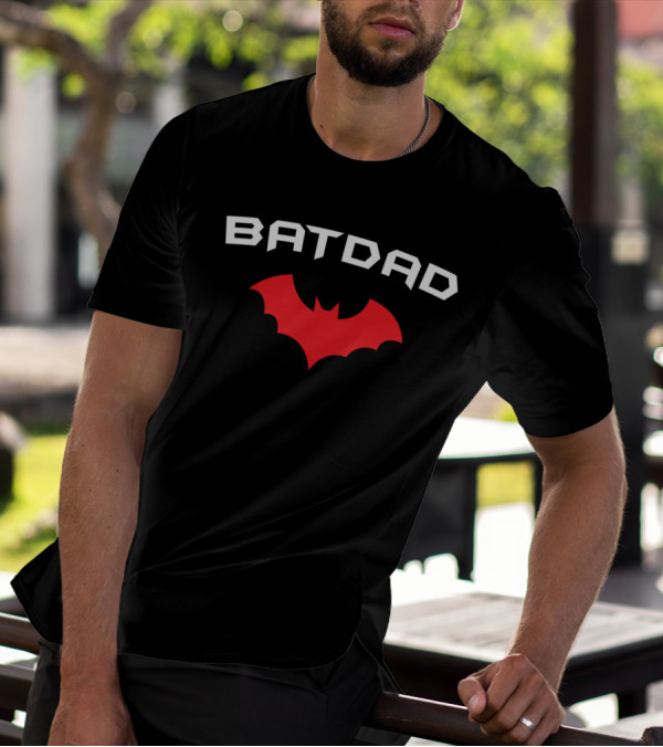 BATDAD Shirt With Red Bat Symbol Father Super Dad Hero T-Shirt