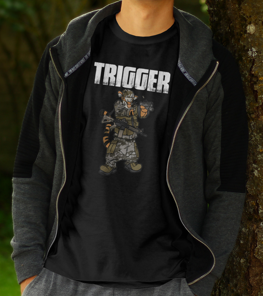 Tactical Trigger Tiger In Military Gear T-Shirt