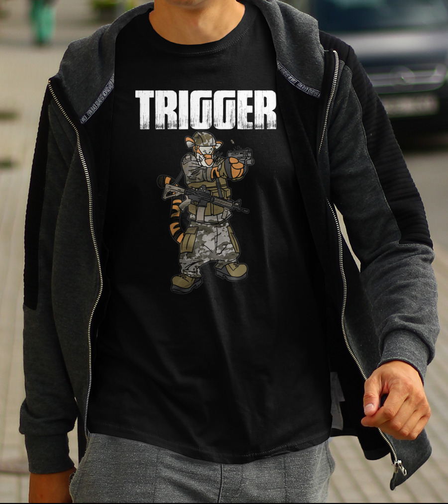 Tactical Trigger Tiger In Military Gear T-Shirt