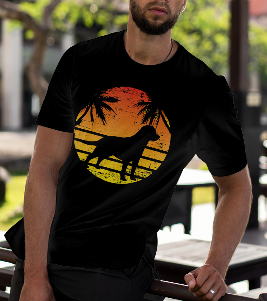 Vintage Labrador Retriever Sunset Tropical T-Shirt