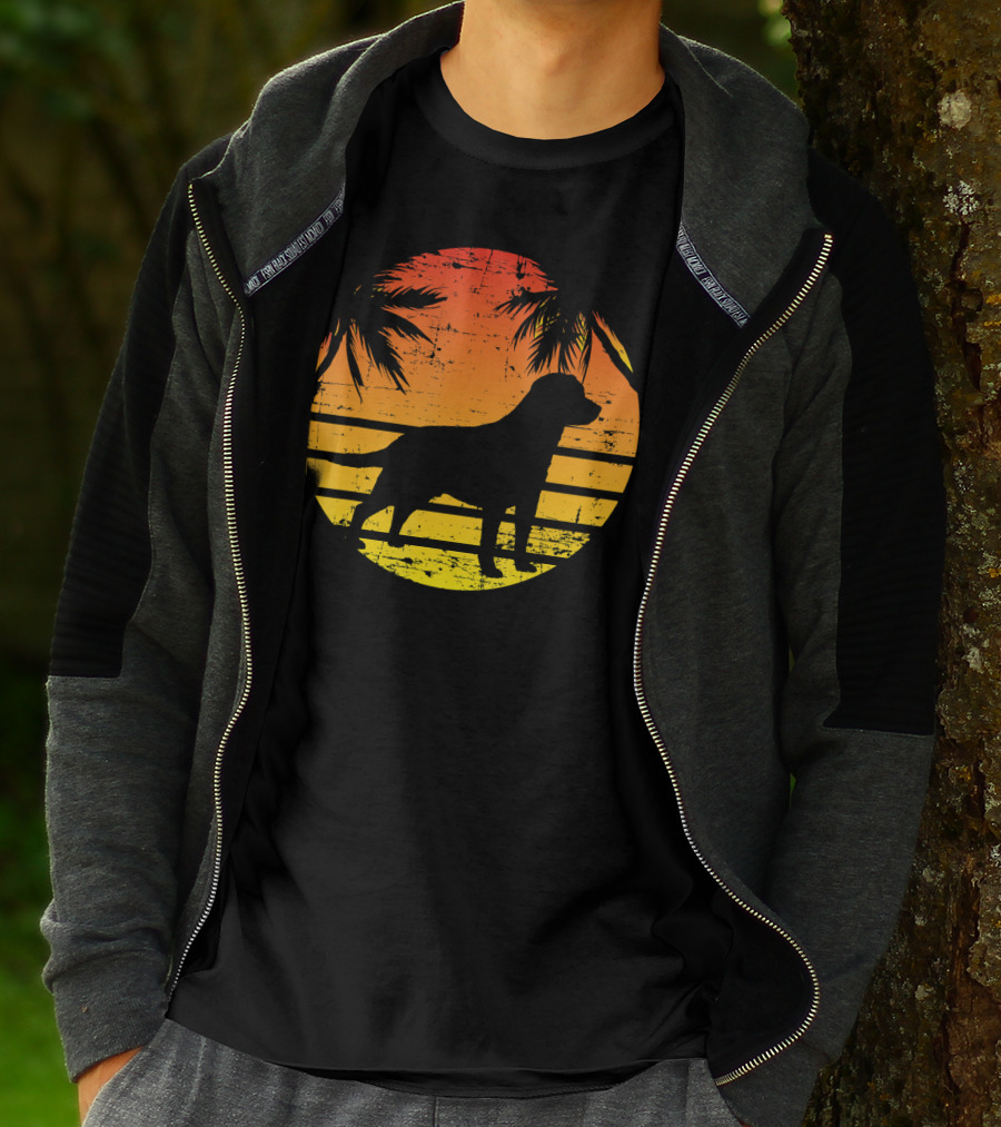 Vintage Labrador Retriever Sunset Tropical T-Shirt