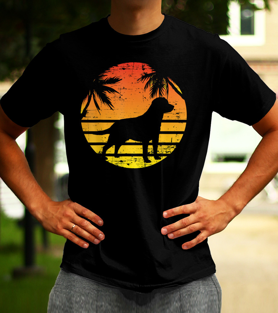 Vintage Labrador Retriever Sunset Tropical T-Shirt