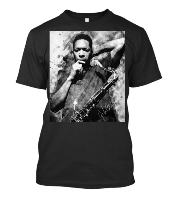 John Coltrane Monochrome Saxophone Portrait With Signature T-Shirt