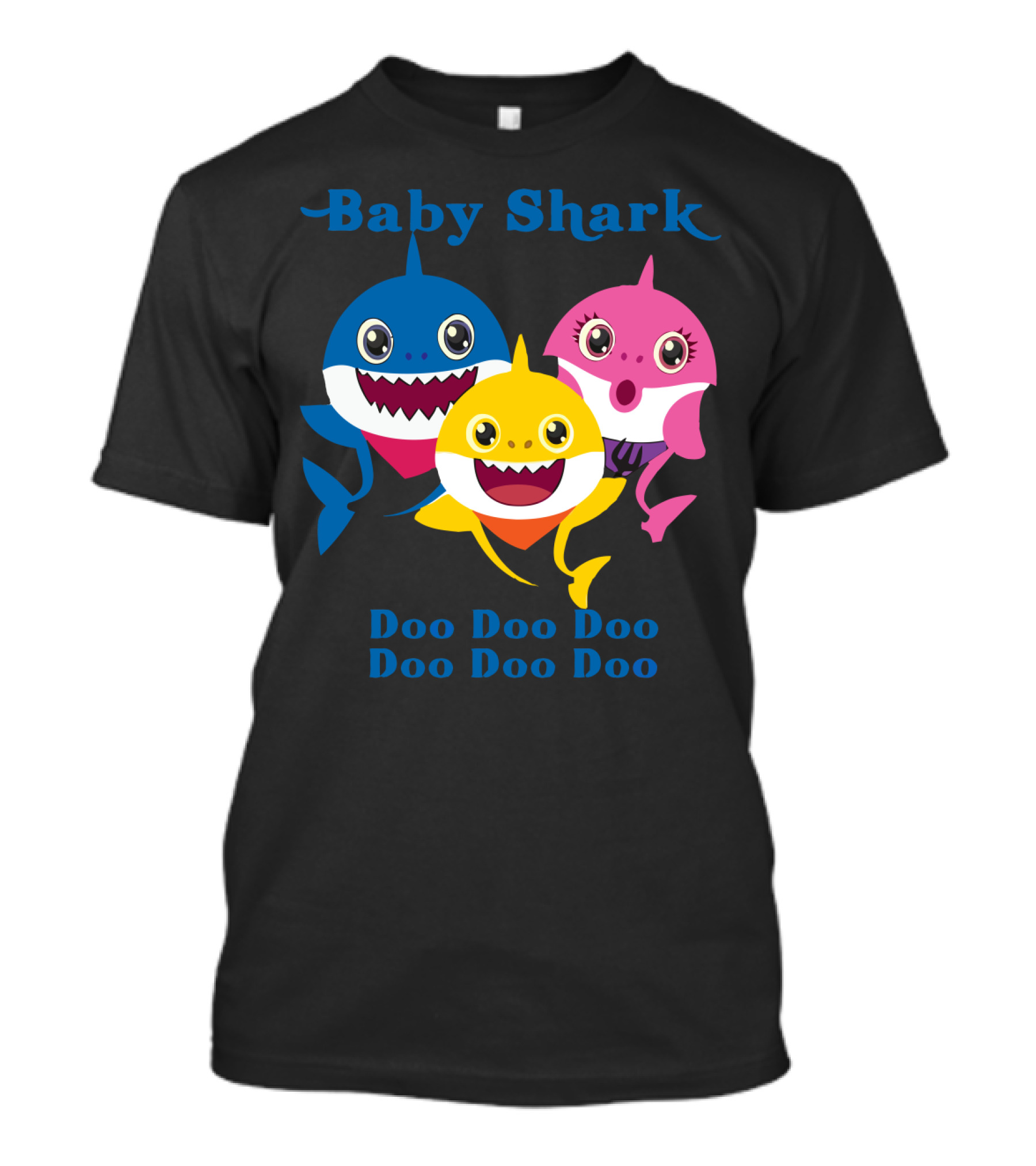 Baby Shark Doo Doo Doo Doo Doo Doo Blue Pink Yellow Shark Trio T-Shirt