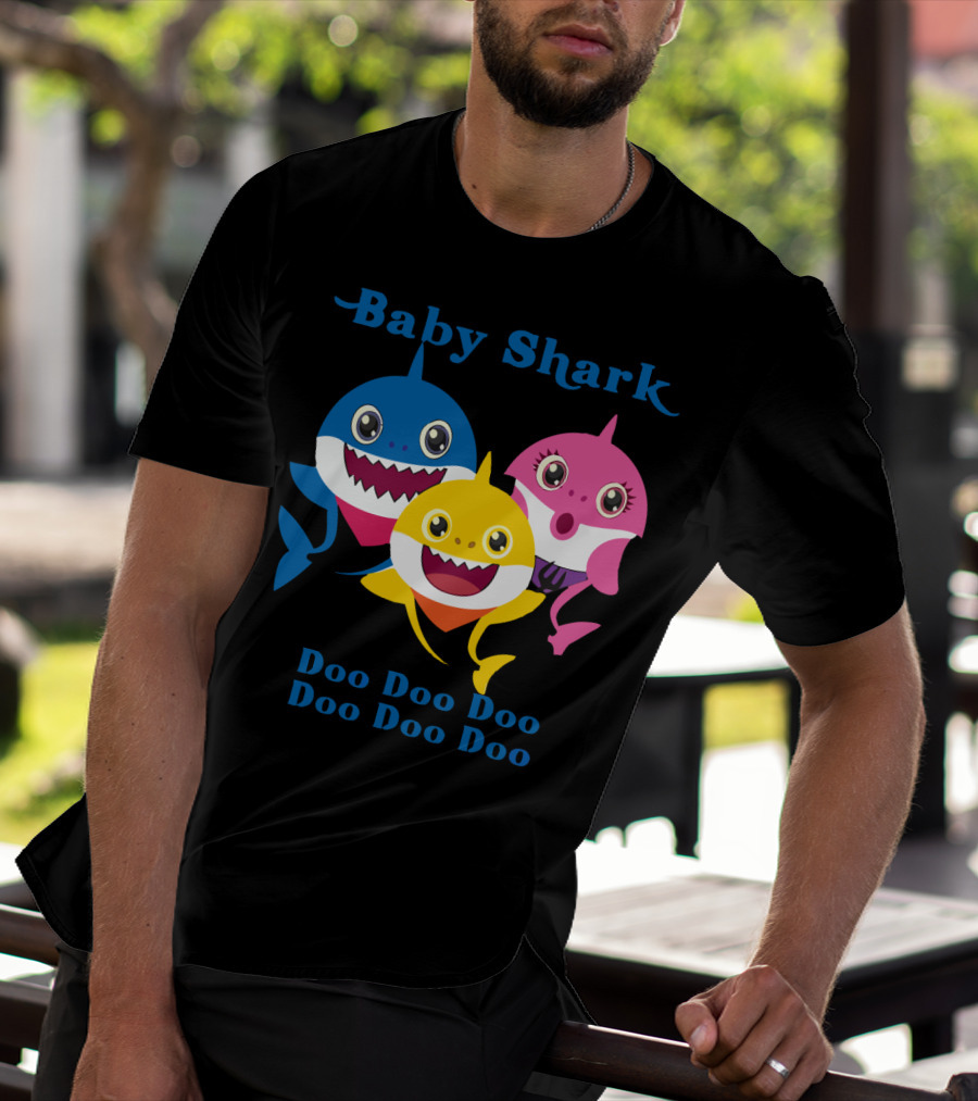 Baby Shark Doo Doo Doo Doo Doo Doo Blue Pink Yellow Shark Trio T-Shirt