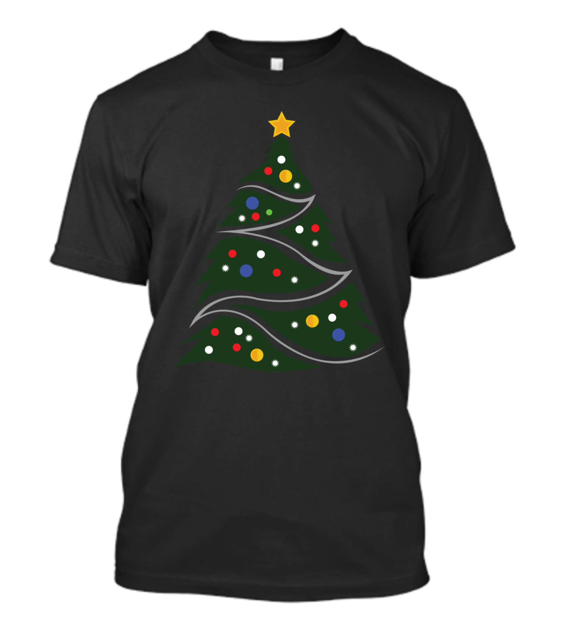 Christmas Tree With Star And Colorful Ornaments T-Shirt