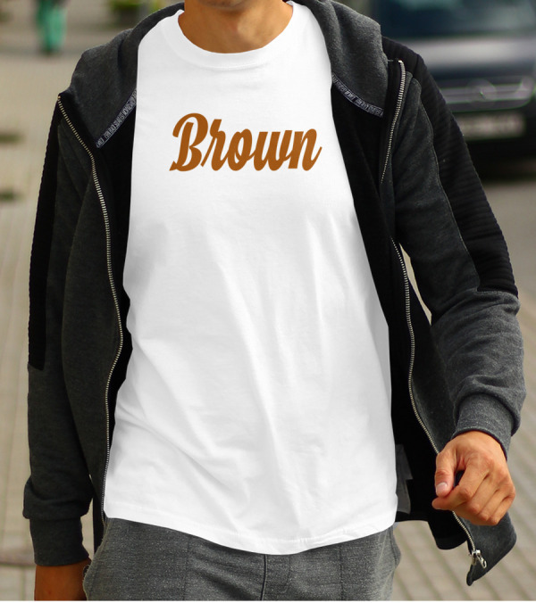 Brown Wordmark Typography In Bold Script T-Shirt