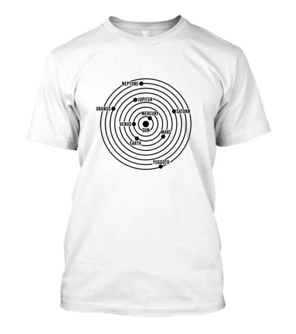 Solar System Planets Orbit Including Yuggoth With Mercury Venus Earth Mars Jupiter Saturn Uranus Neptune T-Shirt