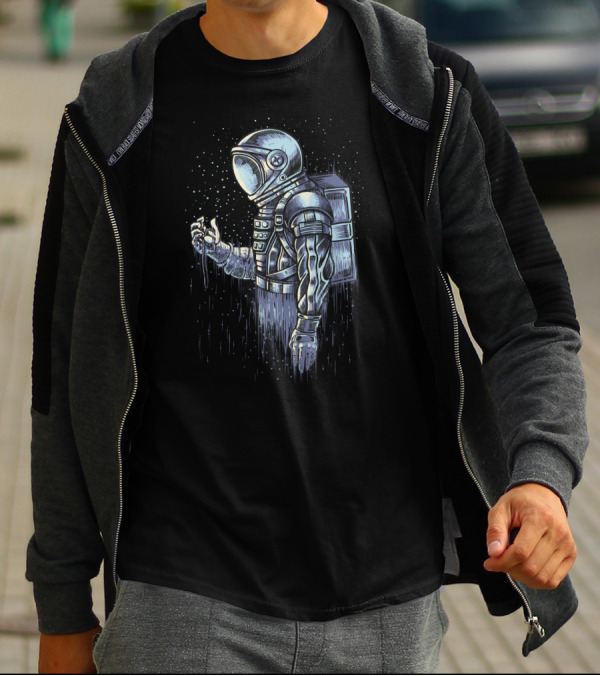 Astronaut Disappearing Into Space Stars With Retro Spacesuit T-Shirt