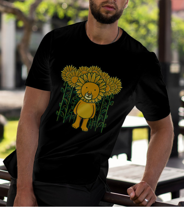 Lion Sunflower Camouflage Sunflower Field Standing Lionflower T-Shirt