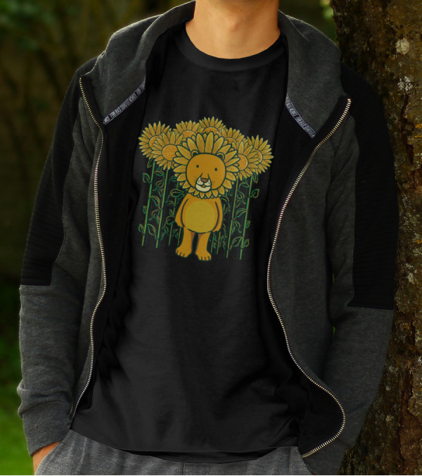 Lion Sunflower Camouflage Sunflower Field Standing Lionflower T-Shirt
