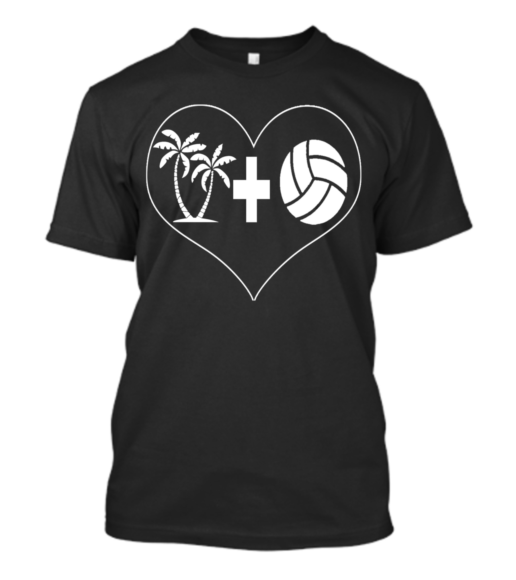 Palm Trees Plus Volleyball Heart Beach Volleyball Love T-Shirt