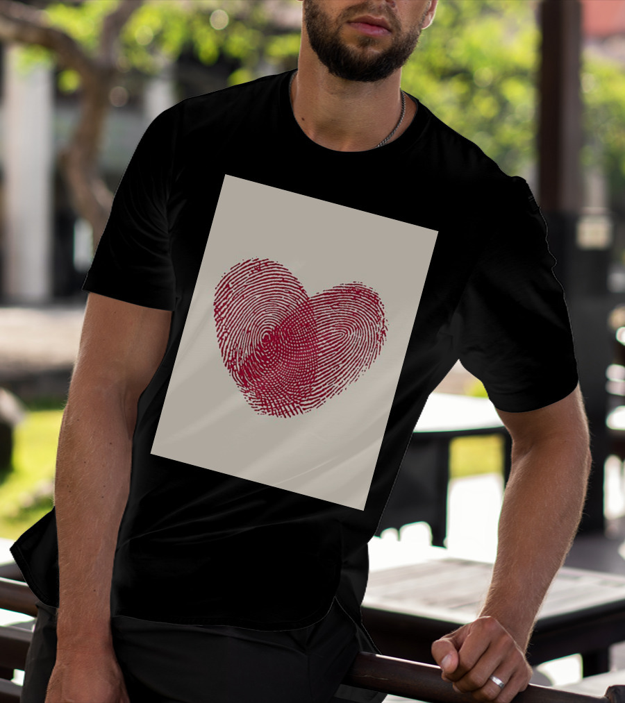 Fingerprint Heart Design Reflecting Love And Life T-Shirt