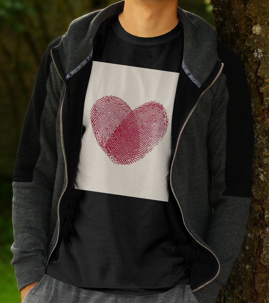 Fingerprint Heart Design Reflecting Love And Life T-Shirt