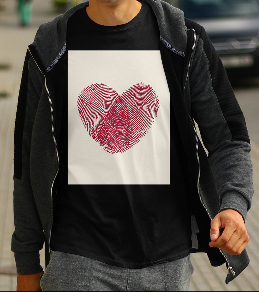 Fingerprint Heart Design Reflecting Love And Life T-Shirt