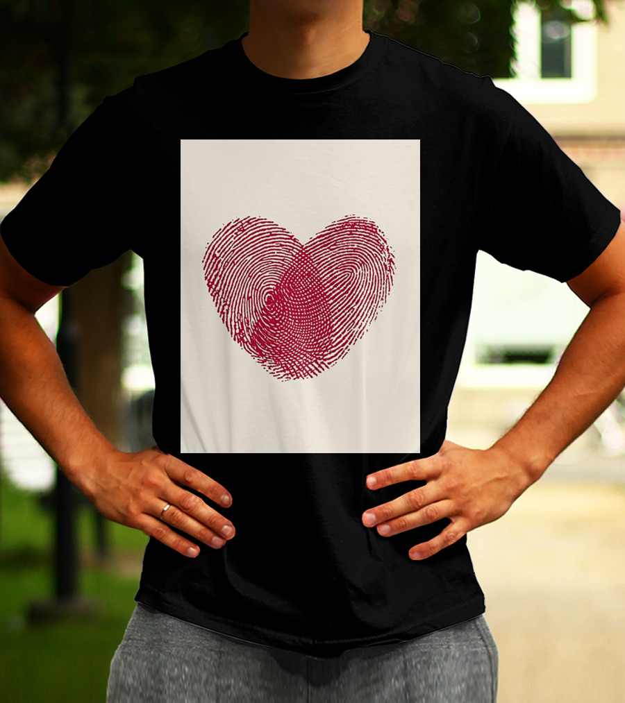 Fingerprint Heart Design Reflecting Love And Life T-Shirt
