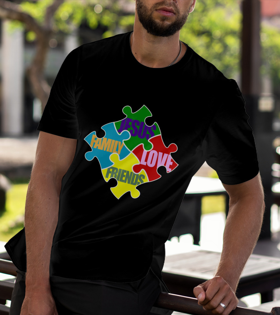 All That I Need Jesus Family Friends Love Puzzle Pieces T-Shirt