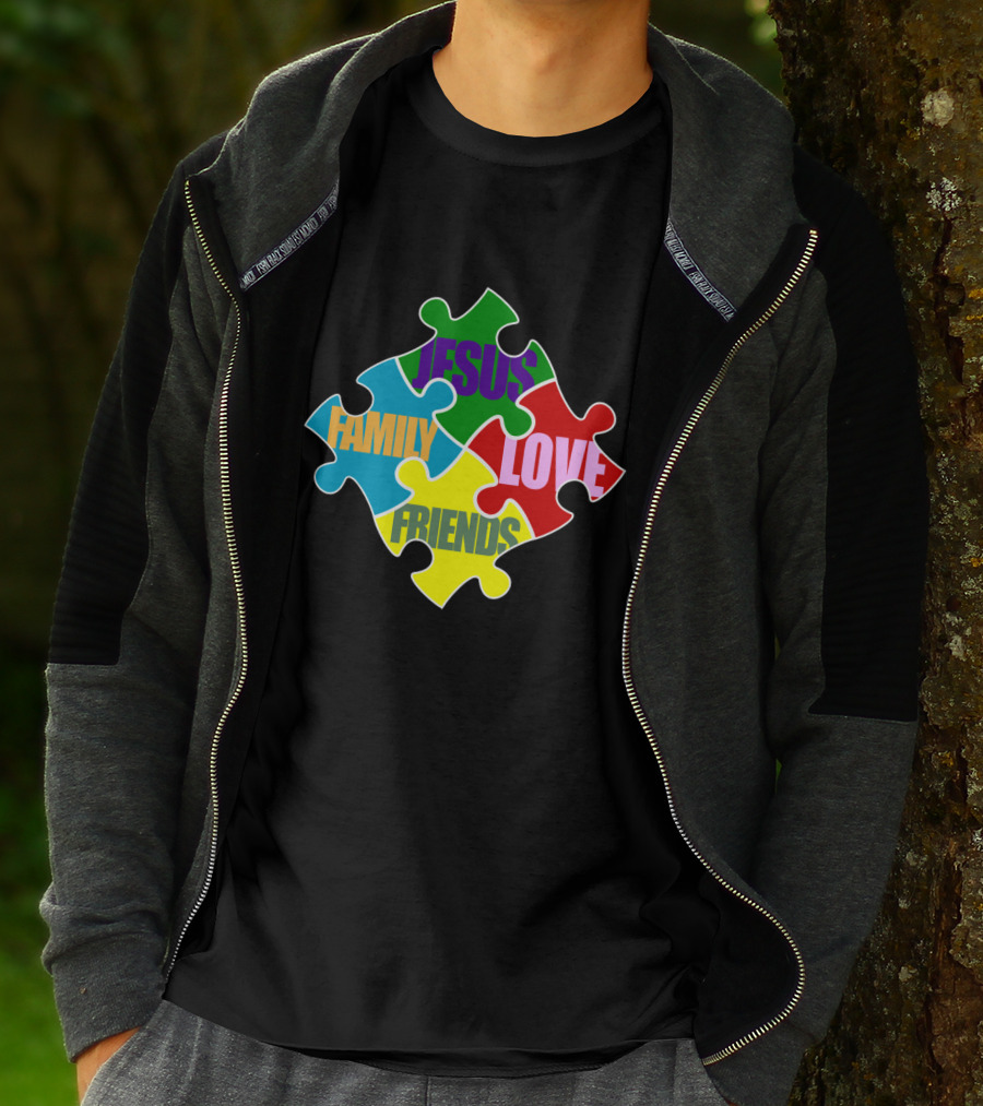 All That I Need Jesus Family Friends Love Puzzle Pieces T-Shirt