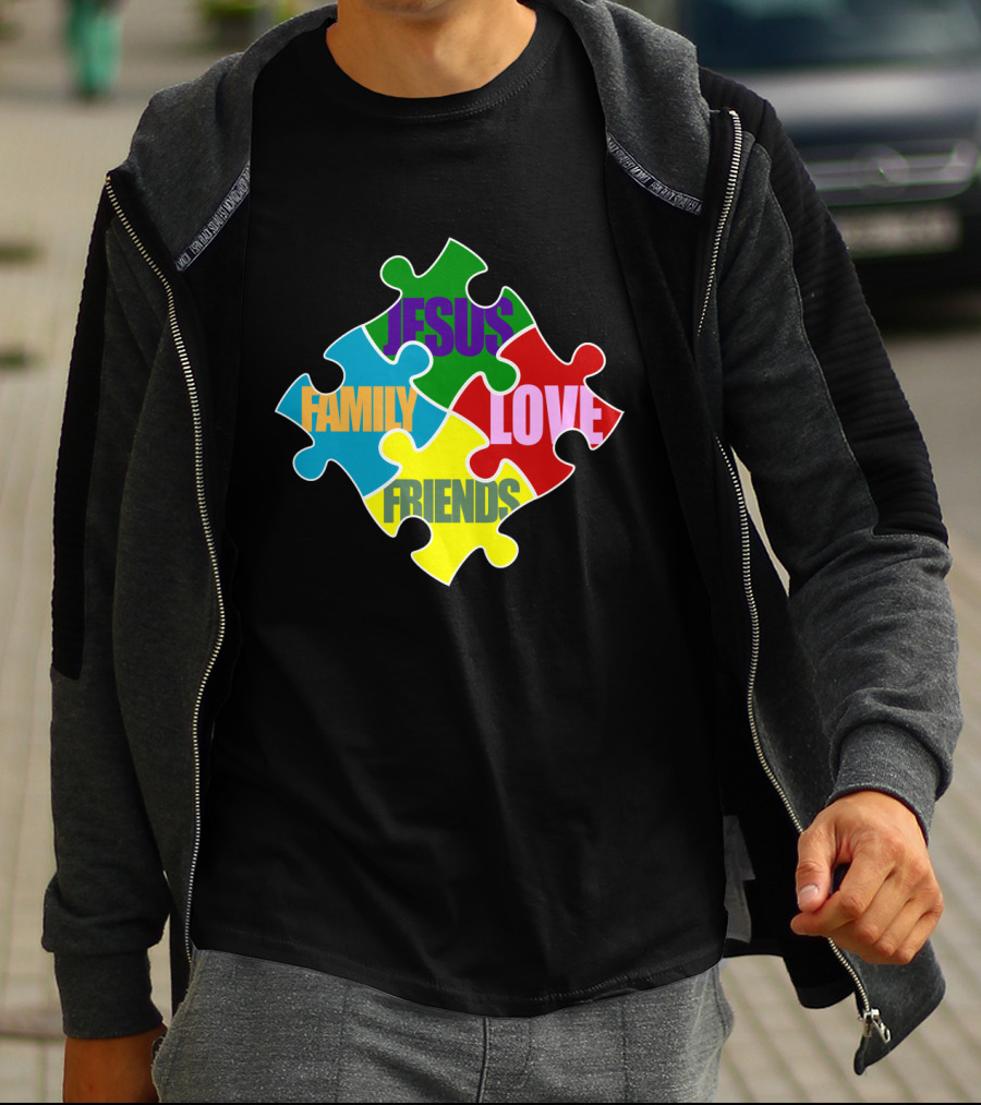 All That I Need Jesus Family Friends Love Puzzle Pieces T-Shirt