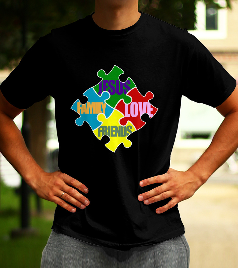 All That I Need Jesus Family Friends Love Puzzle Pieces T-Shirt