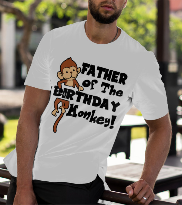 Father Of The Birthday Monkey With Playful Cartoon T-Shirt