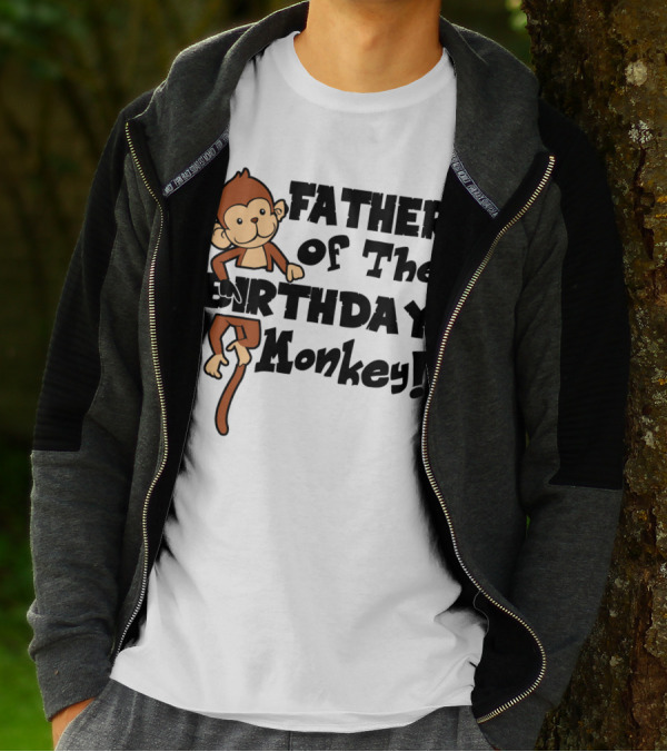 Father Of The Birthday Monkey With Playful Cartoon T-Shirt