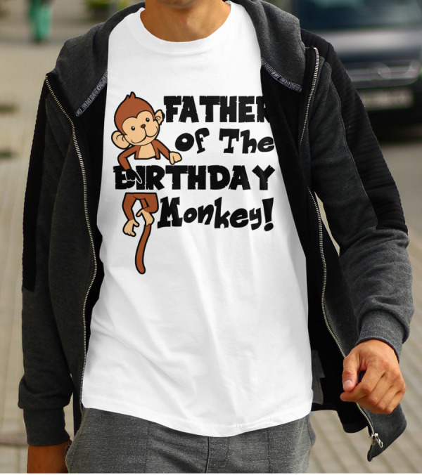 Father Of The Birthday Monkey With Playful Cartoon T-Shirt
