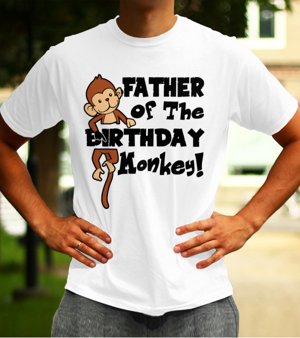 Father Of The Birthday Monkey With Playful Cartoon T-Shirt