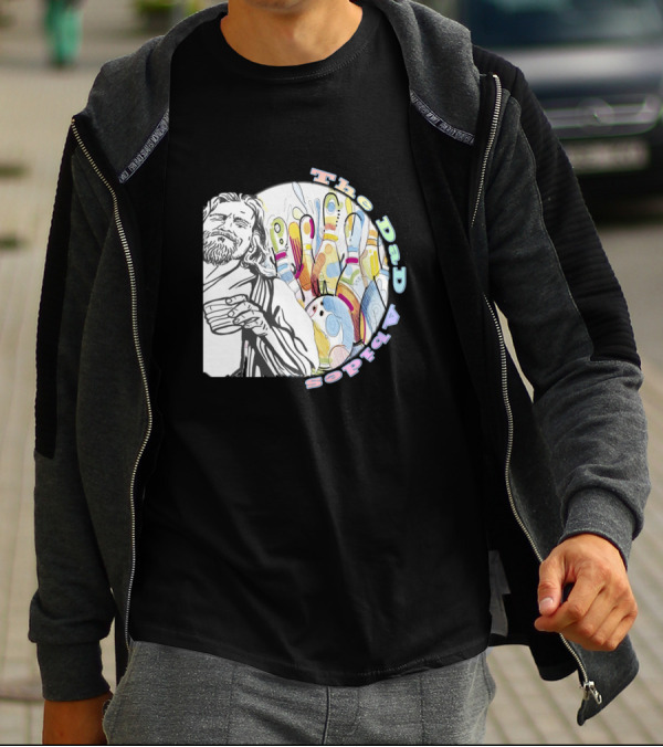 The Dad Abides Bowling Graphic With Leisurely Character And Pins T-Shirt