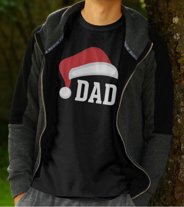 Dad Santa Hat Christmas Holiday Parent Father Festive T-Shirt