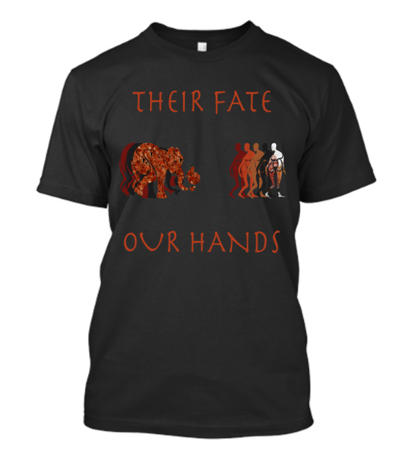 Their Fate Our Hands Conservation Theme With Elephant And Human Figures T-Shirt