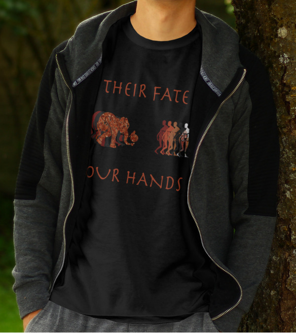 Their Fate Our Hands Conservation Theme With Elephant And Human Figures T-Shirt