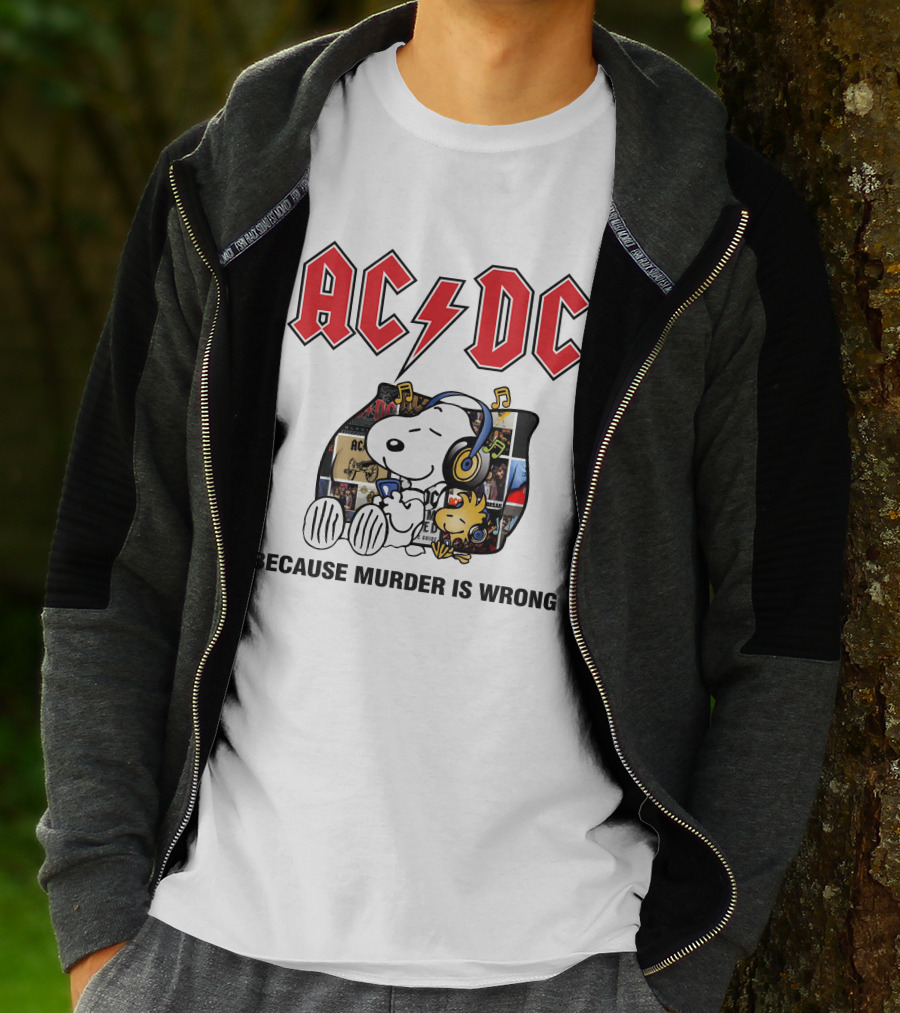 AC DC Snoopy Woodstock Because Murder Is Wrong T-Shirt