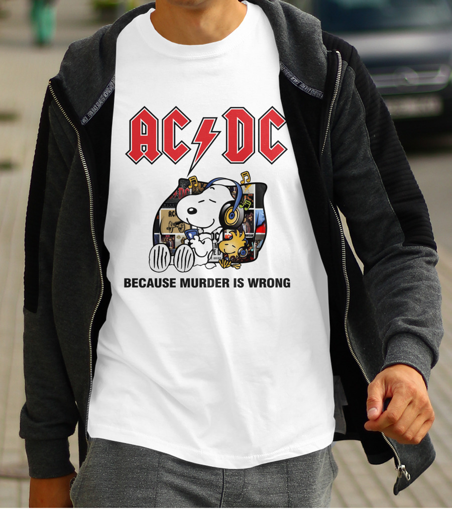 AC DC Snoopy Woodstock Because Murder Is Wrong T-Shirt