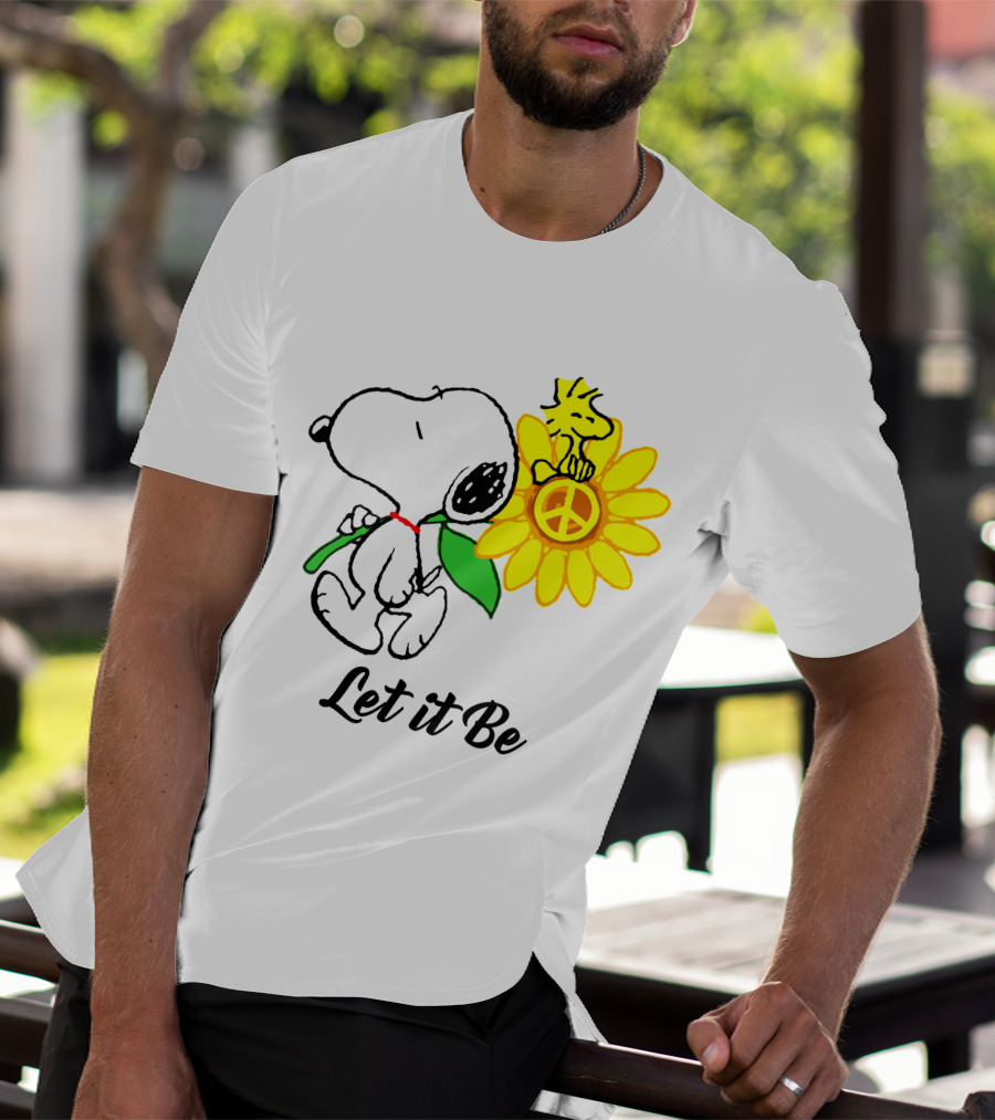 Let It Be Snoopy Woodstock Sunflower Peace T-Shirt