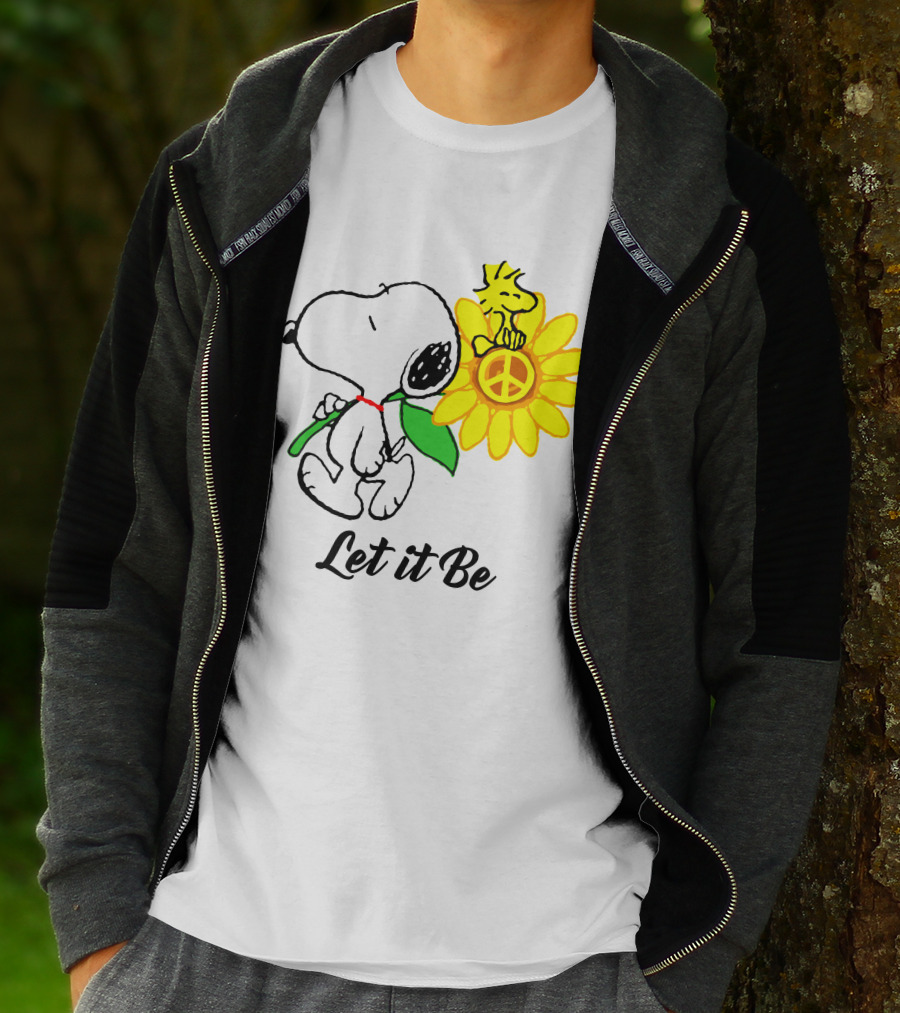 Let It Be Snoopy Woodstock Sunflower Peace T-Shirt