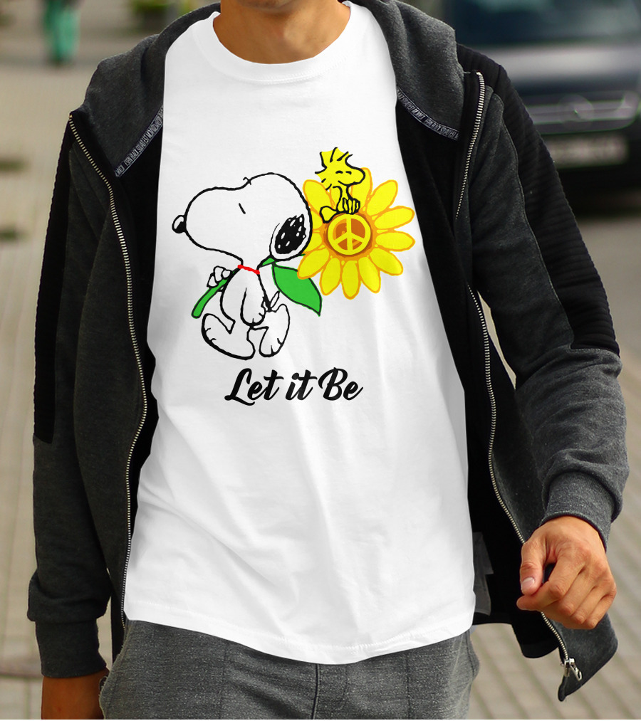 Let It Be Snoopy Woodstock Sunflower Peace T-Shirt