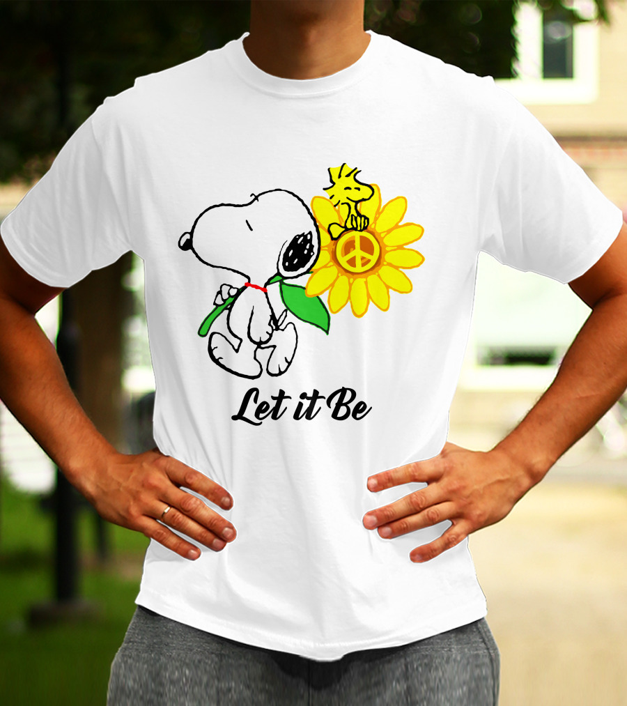 Let It Be Snoopy Woodstock Sunflower Peace T-Shirt