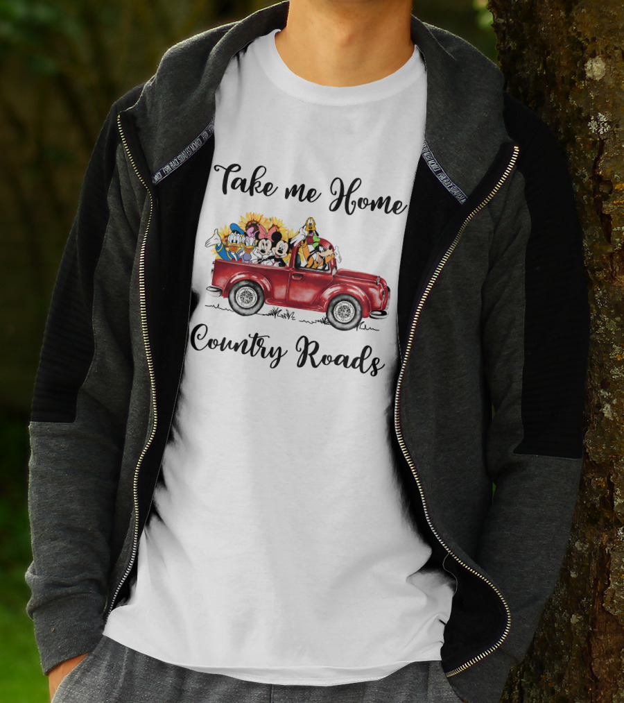 Take Me Home Country Roads Red Truck Disney Characters T-Shirt