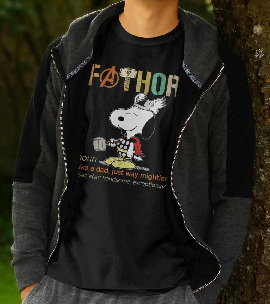 Fåthor Like A Dad Just Way Mightier Snoopy Thor Noun Handsome Exceptional T-Shirt