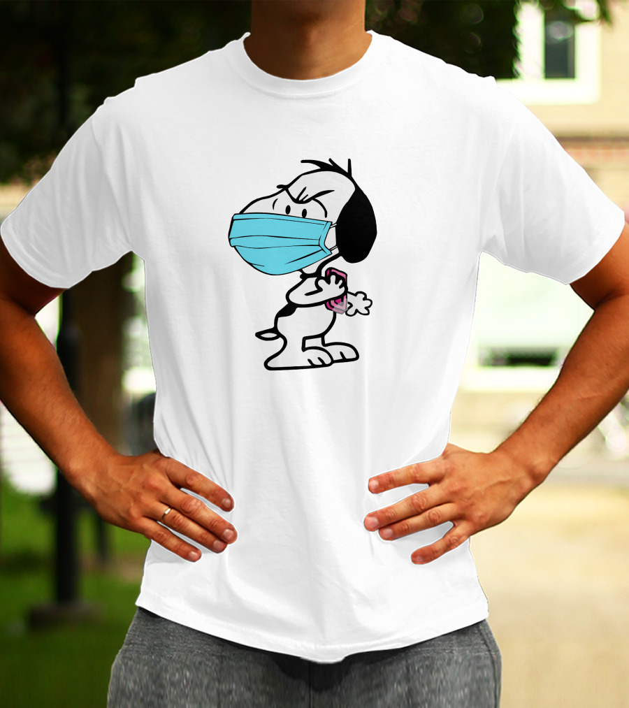 Snoopy Wearing Mask Washing Hands Hygiene Reminder T-Shirt