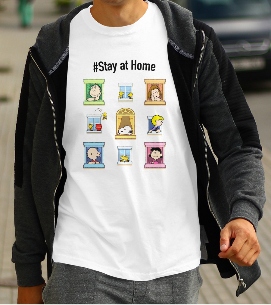 Stay At Home Peanuts Characters In Windows ​​ T-Shirt