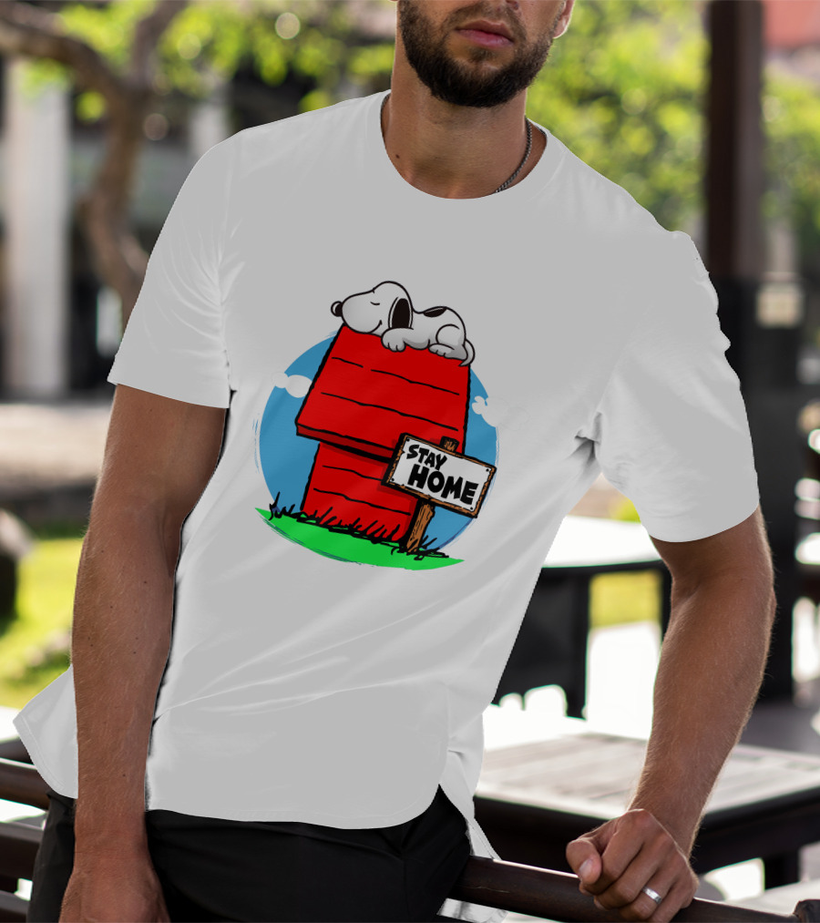 Stay Home Snoopy Doghouse Relaxation T-Shirt