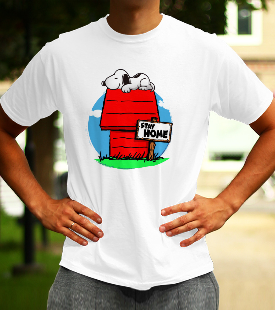 Stay Home Snoopy Doghouse Relaxation T-Shirt