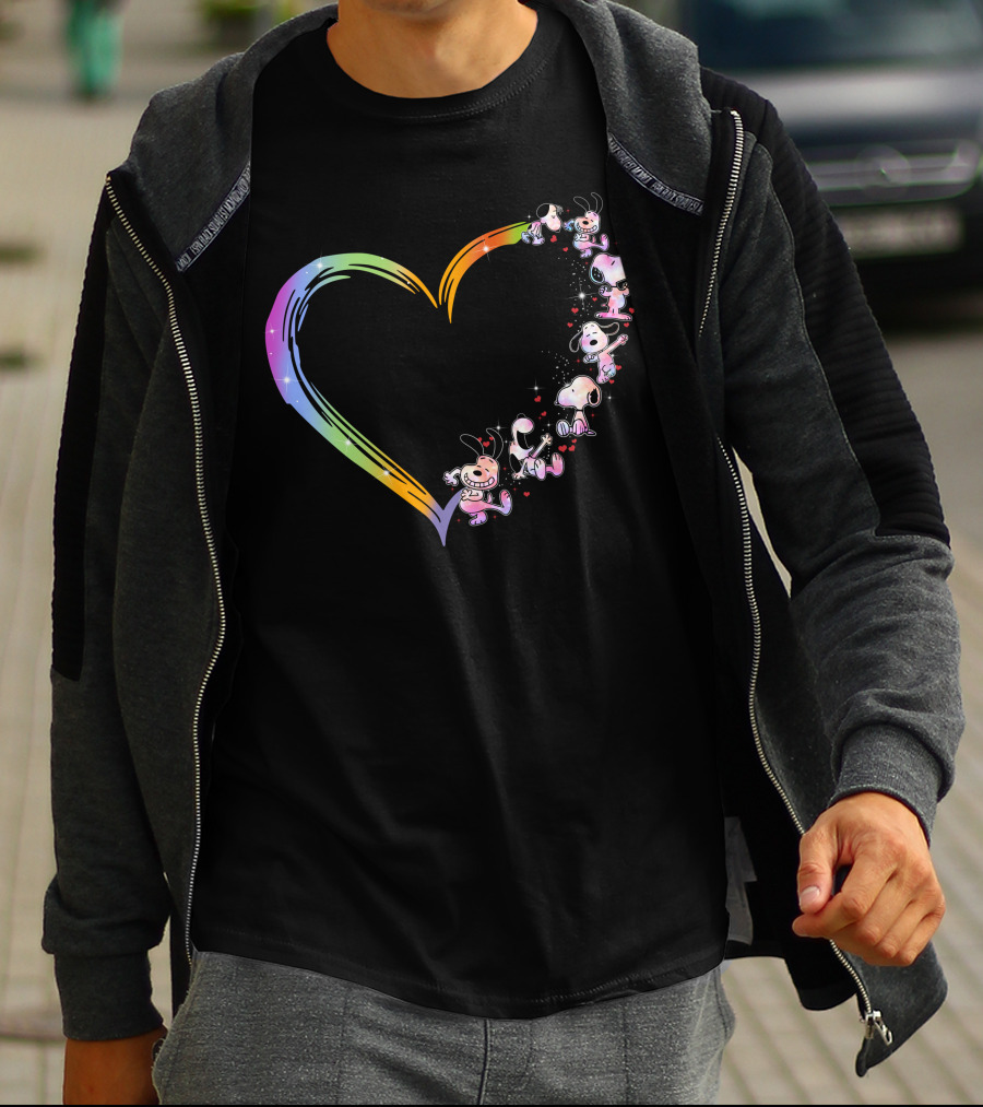 PN Heart Rainbow Cartoon Characters T-Shirt