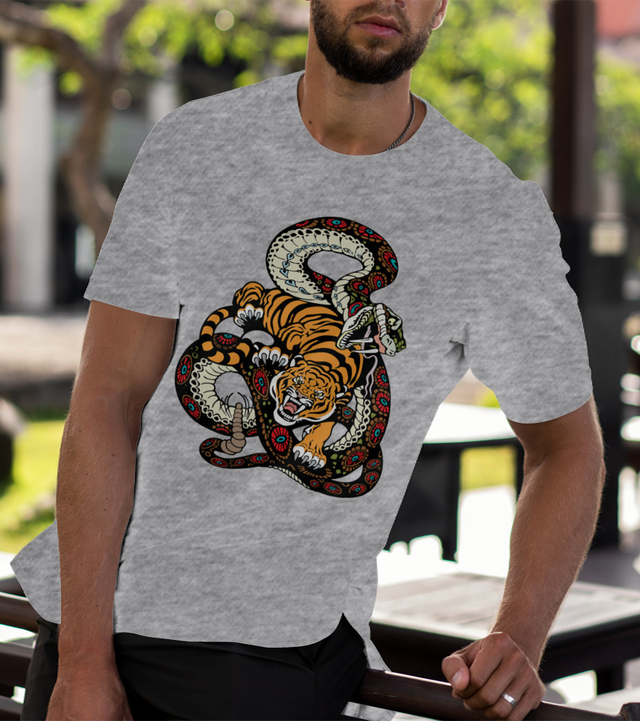 Tiger And Snake Fierce Battle T-Shirt