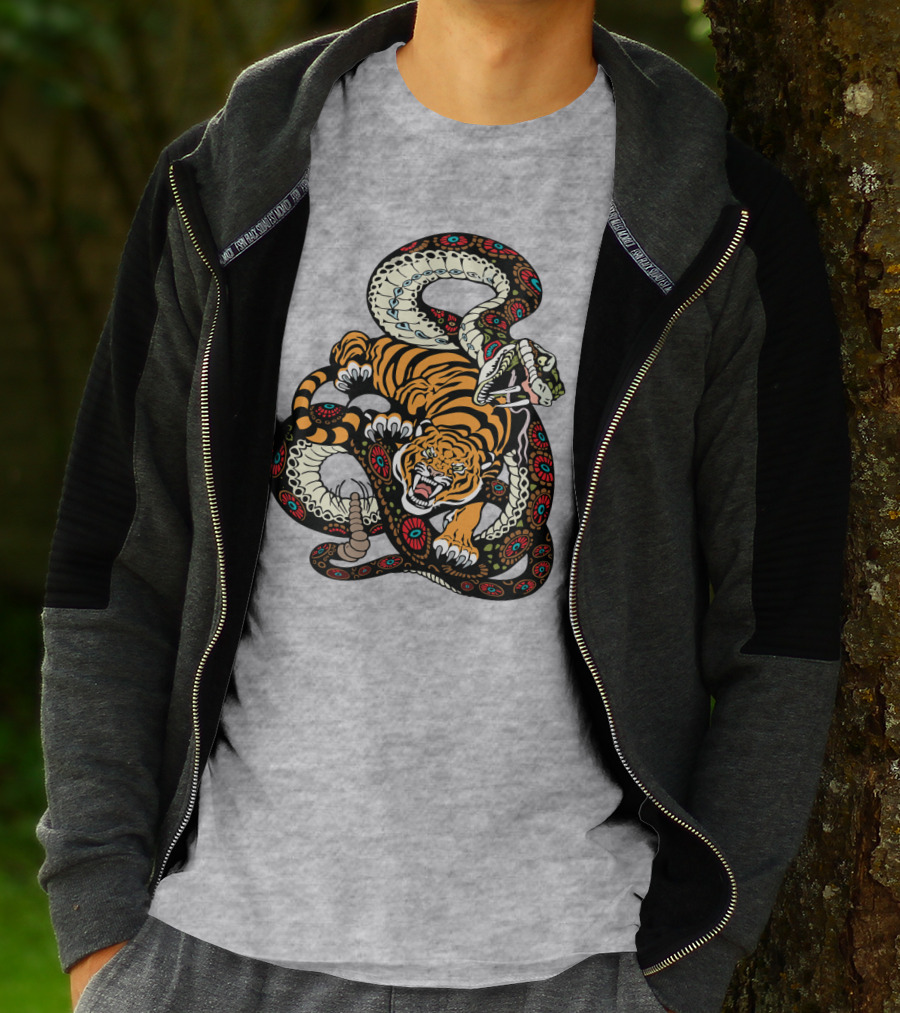 Tiger And Snake Fierce Battle T-Shirt